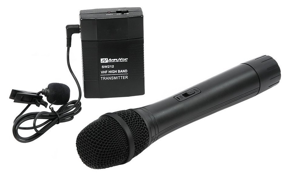 AMPLIVOX SW212 MITY-VOX AC / DC + "D" Battery Powered Portable Public Address (PA SYSTEM) w/ Wireless Lapel +...