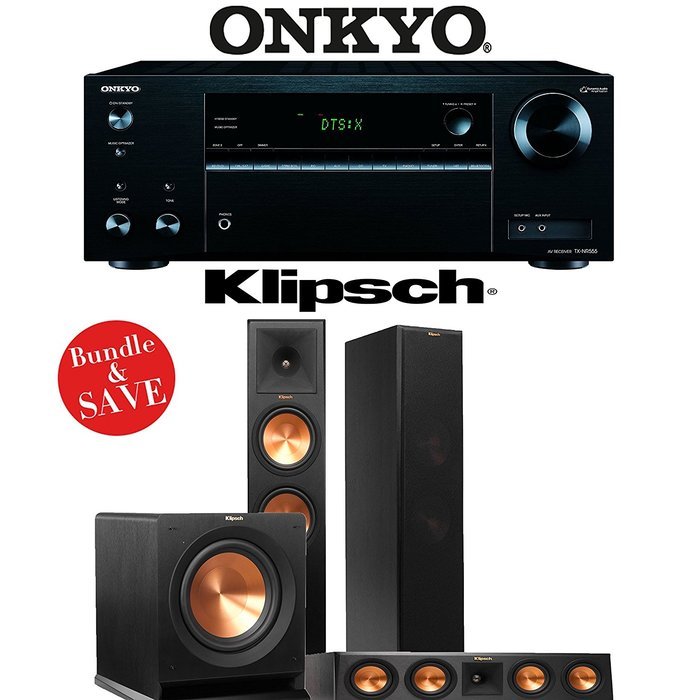 Klipsch RP-280F 3.1 Reference Premiere Home Theater System with Onkyo TX-NR555 7.2-Ch Network AV Receiver N2