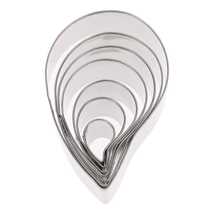 Anself 7pcs Stainless Steel Baking Fondant Tools 3D Teardrop Rose Shape Paste Mold for Cake Deco N5