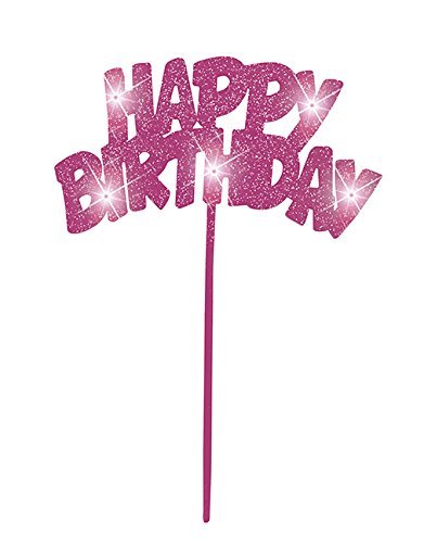 Flashing Pink Happy Birthday Cake Topper Decoration N2