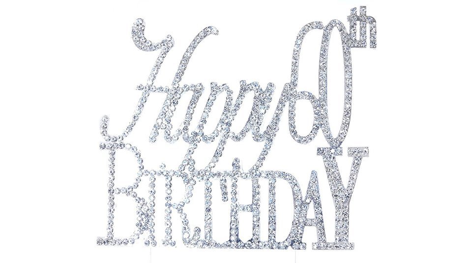 Happy 60th Birthday Rhinestone Crystal Cake Topper Silver, Numbers, Letters for Wedding, Birthday, Anniversary... N33