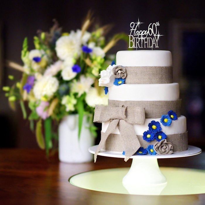 Happy 60th Birthday Rhinestone Crystal Cake Topper Silver, Numbers, Letters for Wedding, Birthday, Anniversary... N34