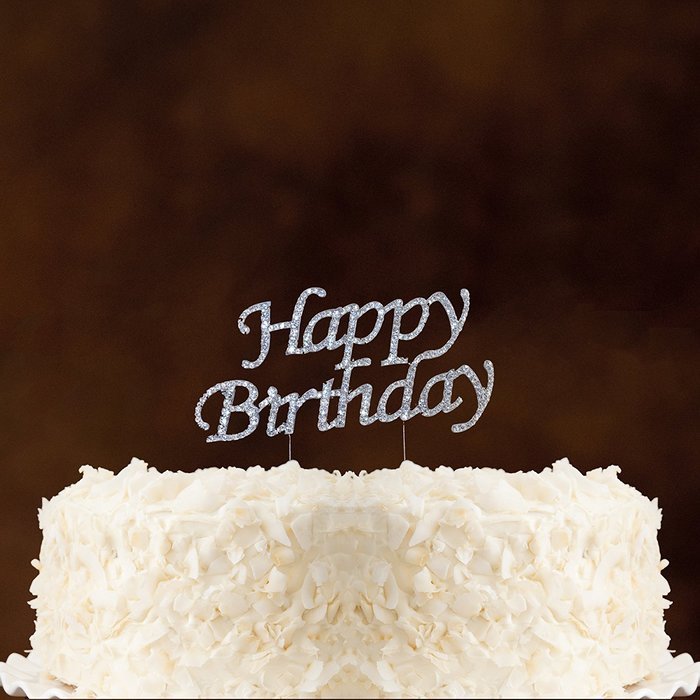 Happy 60th Birthday Rhinestone Crystal Cake Topper Silver, Numbers, Letters for Wedding, Birthday, Anniversary... N39