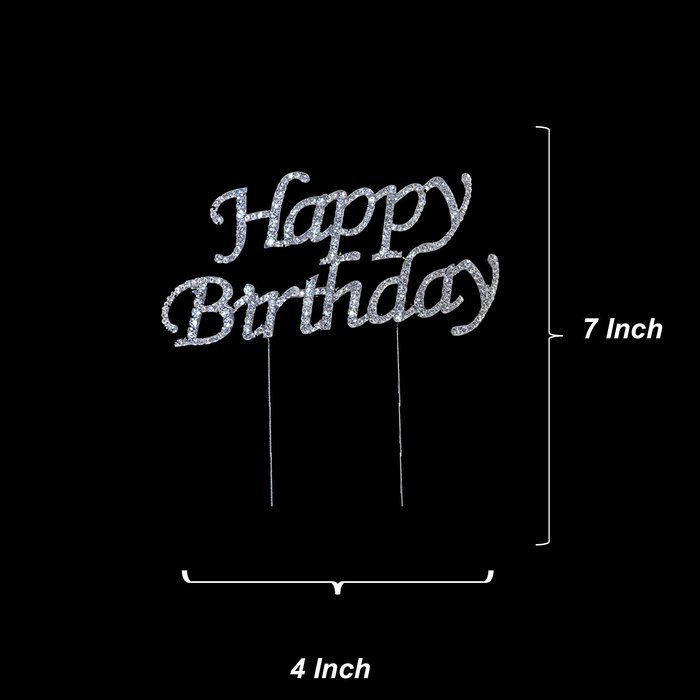 Happy 60th Birthday Rhinestone Crystal Cake Topper Silver, Numbers, Letters for Wedding, Birthday, Anniversary... N40