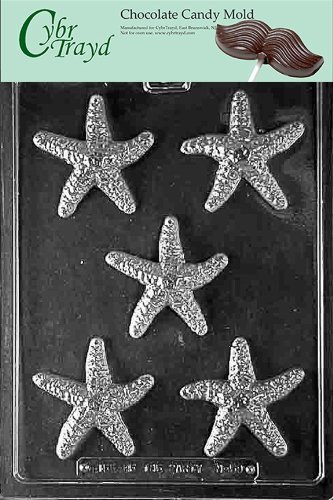 Cybrtrayd N059 Starfish Chocolate Candy Mold with Exclusive Cybrtrayd Copyrighted Chocolate Molding Instructions
