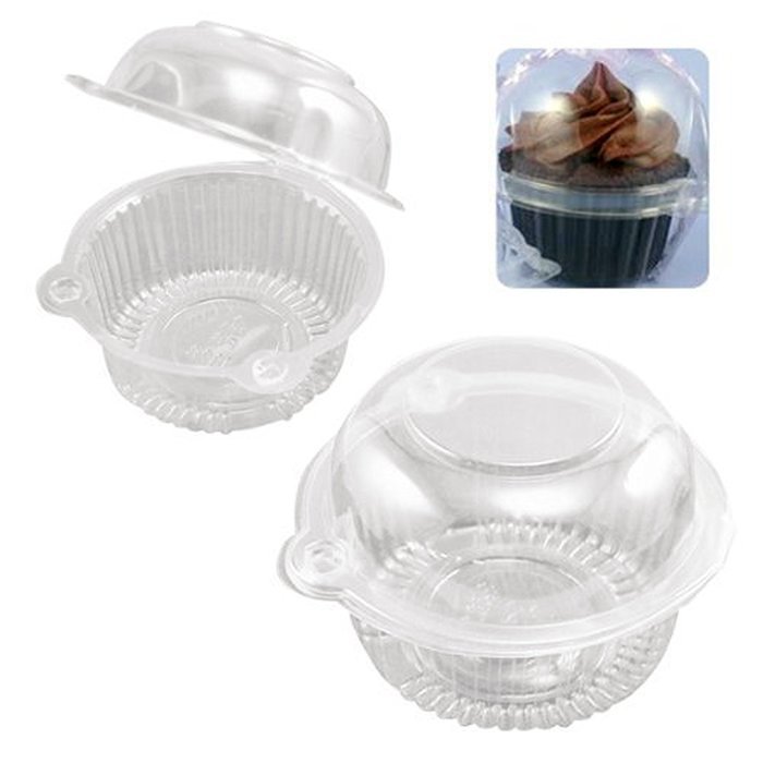 100pcs Clear Plastic Cupcake Cake Muffin Case Dome Holder Box Container N4
