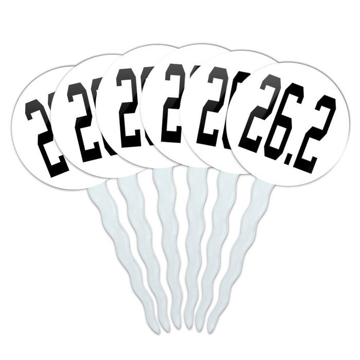 Set of 6 Cupcake Picks Toppers Decoration Running - Crazy 26.2 Runner Marathon N13
