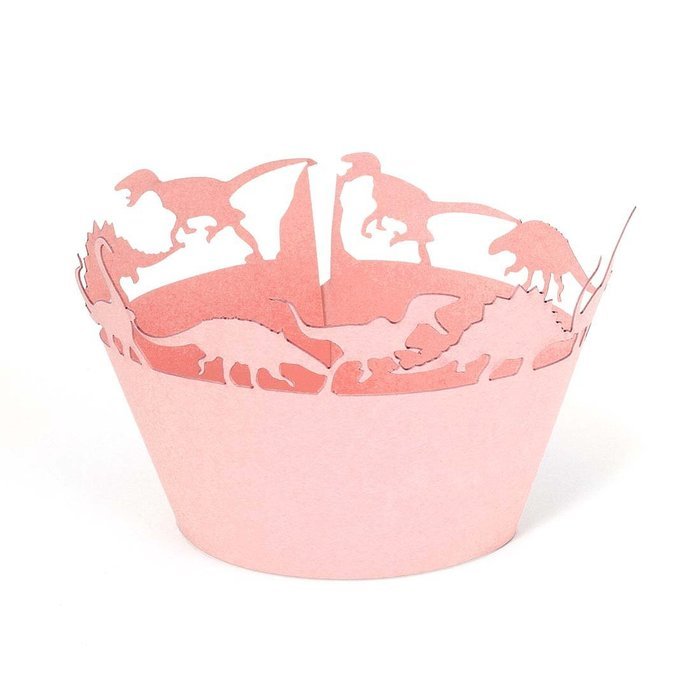 Avery Barn 48pc Decorative Dinosaur Cut Out Design Party Cup Cake Wrappers-Pink N6