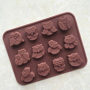 Y&XL&H 12 Holes Silicone Owl Cake Decor Mould Candy Cookies Chocolate Mold Reusable Ice Sugar Mold