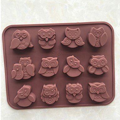 Y&XL&H 12 Holes Silicone Owl Cake Decor Mould Candy Cookies Chocolate Mold Reusable Ice Sugar Mold N2
