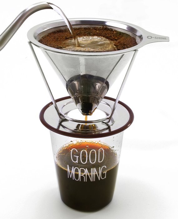 Oshine Pour Over Coffee Dripper , Stainless Steel Reusable Permanent Drip Coffee Filter for Chemex Carafe or Single...