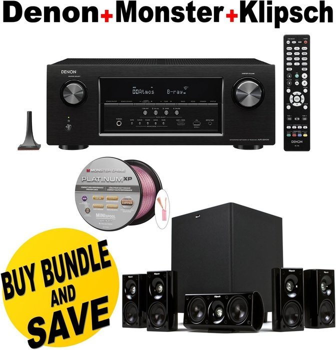 Denon AVR-S910W 7.2 Full 4K Ultra HD Channel Receiver With Bluetooth/HDCP2.2 + Klipsch HDT-600 Home Theater System...