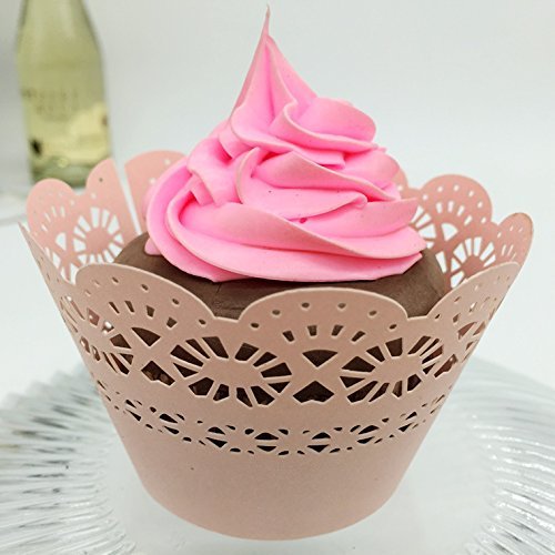 Cozyt 50 Pack Cupcake Wrappers Artistic Bake Cake Paper Cups Vine Lace Laser Cut Liner Baking 