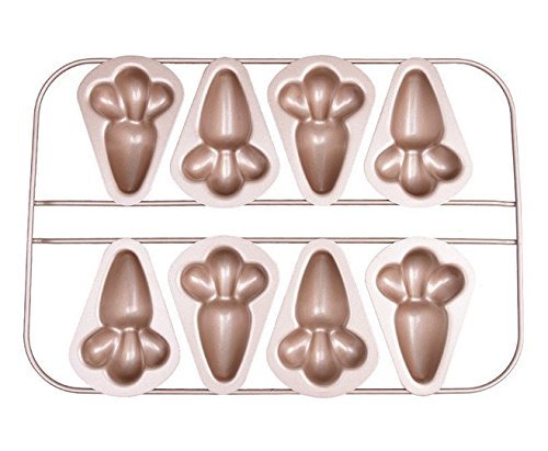 Astra Gourmet Premium 8-Cup Carrot Prints Cake Pan Cute Carbon Steel Baking Pan Cake Mold Muffin Pan, 12 x 8 inch N4