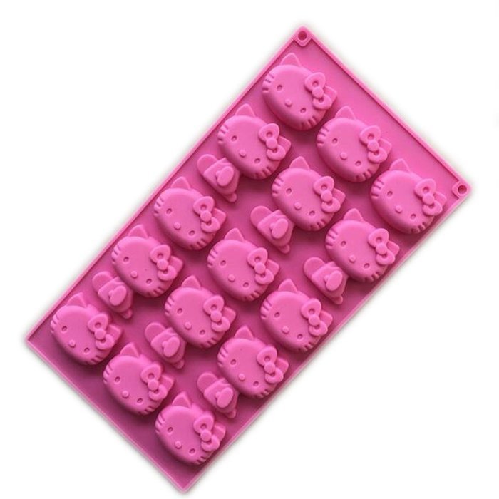 Witkey 15 Cavity Cute Cat Shape Non Stick Silicone Molds Fondant ...