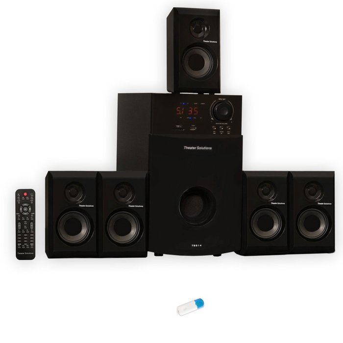 Theater Solutions TS514 Home 5.1 Speaker System with USB Bluetooth and FM Tuner