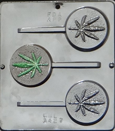 Marijuana Leaf Pot Leaf Lollipop Chocolate Making 25 piece Kit with Plastic Mold, Green Twist Ties, Lollipop Sticks... N2