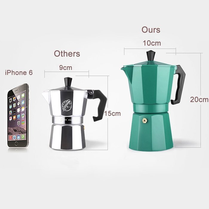 240ml Kitchen Aluminum Stovetop Moka Pot Italian Espresso Maker Percolator, Dark Green N6