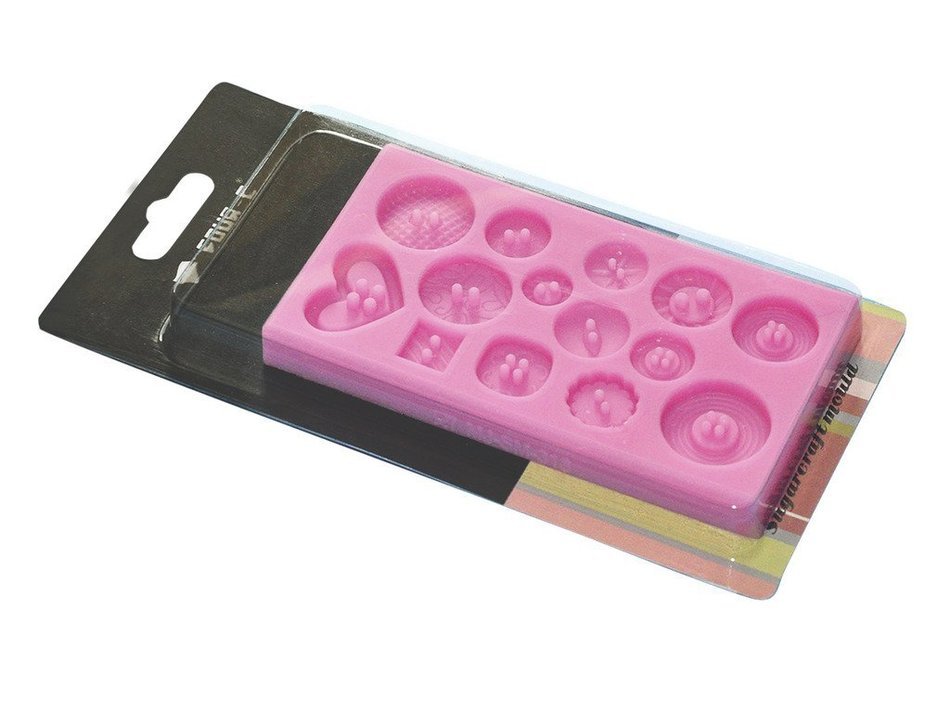FOUR-C Gum Paste Decorating Tools Button Cake Decorating Mold Color Pink