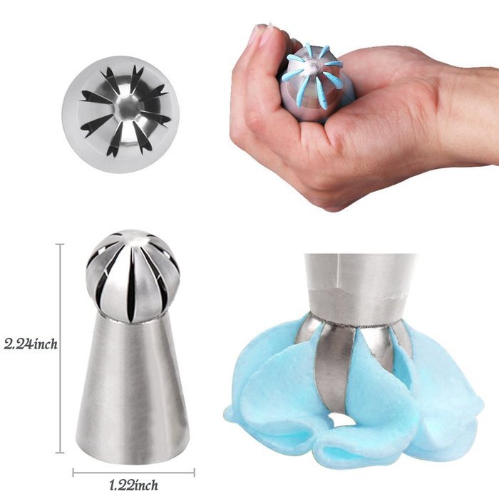 Russian Ball Tips, MCIRCO Cake Decorating Supplies 8-piece Stainless Steel Piping Tips Icing Tips Cookies Macaron... N11