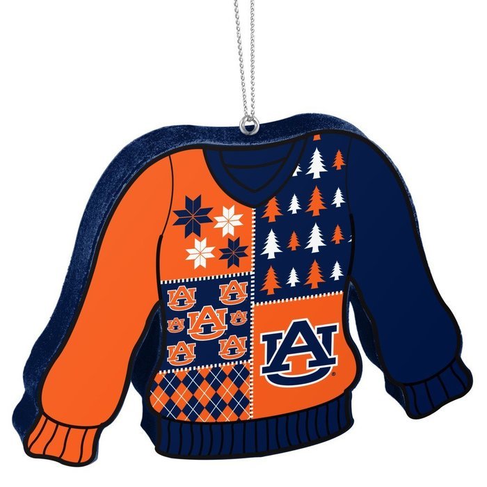 NCAA Auburn Tigers Metal License Plate Christmas Ornament Sled Foam Ugly Sweater Bundle 3 Pack By Forever Collectibles N3