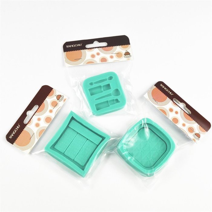 TANGCHU Dressing Case Lipstick Powder Puff Silicone Fondant Cake Chocolate Molds for Kitchen Baking N3