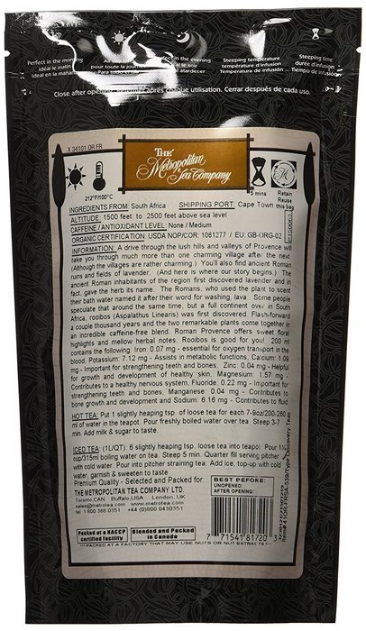 Metropolitan Tea Discovery Loose Tea Pack, Organic Roman Provence Organic, 100gm N2