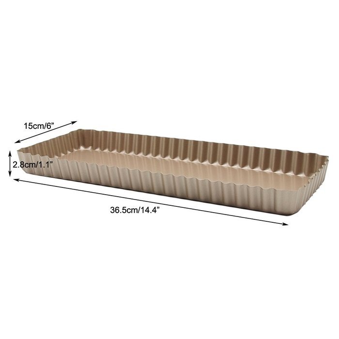 Plataplus Long Rectangle Tart Pan with Removable Bottom 14.4&rdquo; Nonstick Golden N2