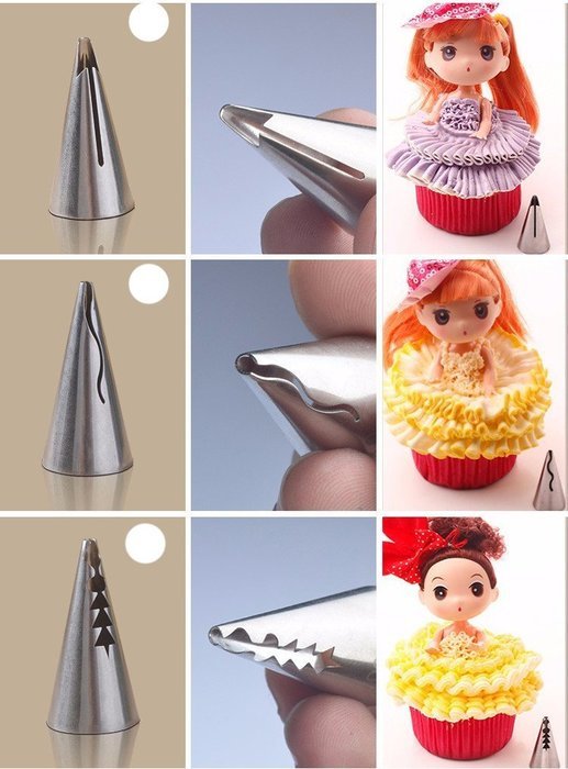9Snail 5 pcs. Puff Russian Skirt Shape Stainless Steel Icing Piping Nozzles Pastry Decorating Tips Cake Cupcake... N2