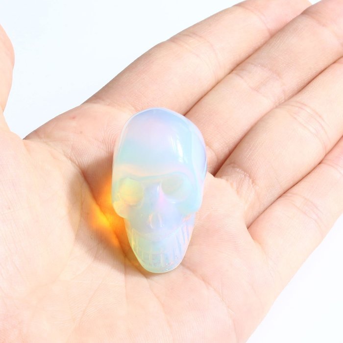 JOVIVI Hand Carved Natural Gemstone Healing Reiki Skull Head Statue Figurine 1.5 inches w/Box (Turquoise) N28