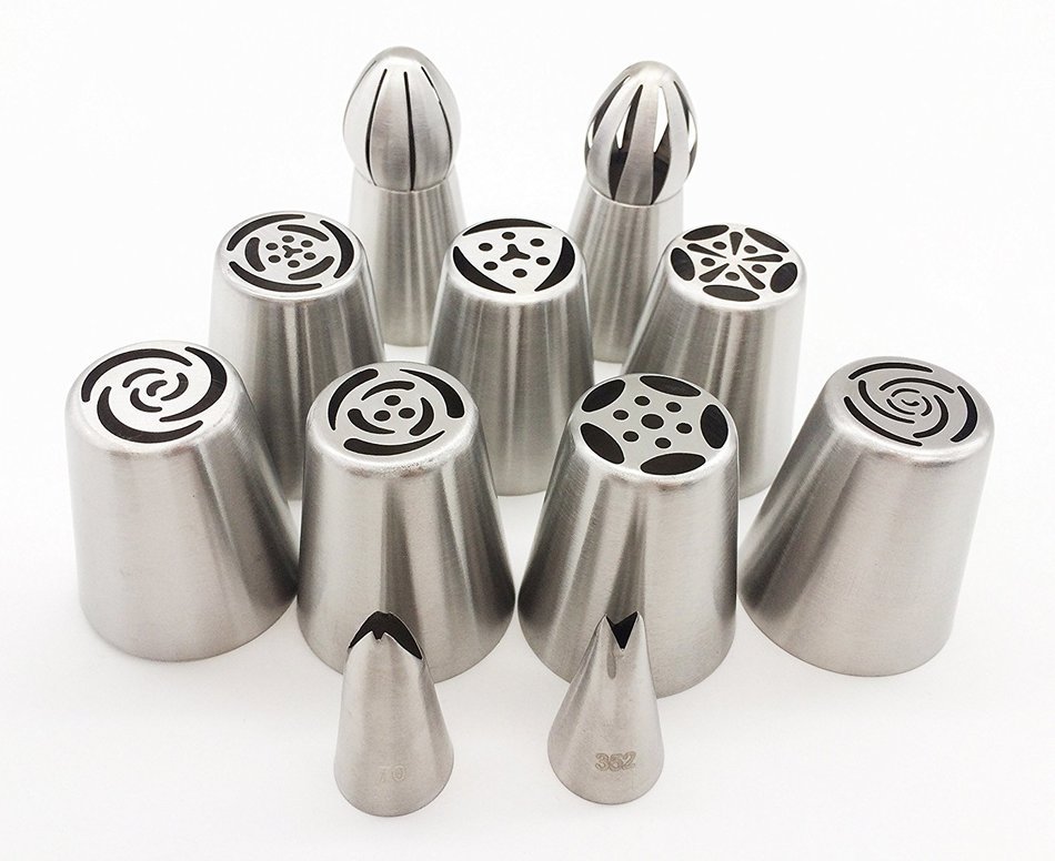 KOOTIPS 11pcs/ set Sphere Ball Tips Make Flowers and Leaf Tips Russian Icing Piping Nozzles Tips N2
