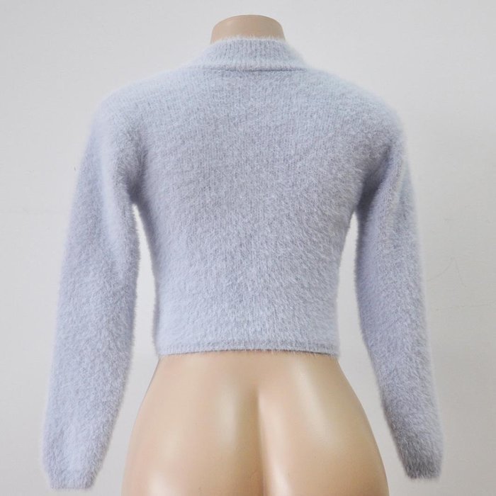 Blouse,BeautyVan Women Long-sleeved High-necked Shirt Umbilical Bottomed Plush Blouse (One Size, Gray) N15