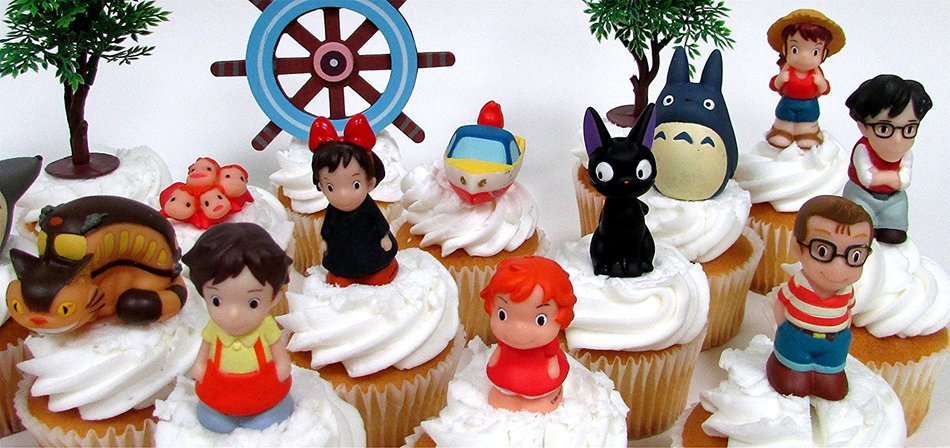 TOTORO and FRIENDS 18 Piece Birthday CUPCAKE Topper Set Featuring 14 Random Totoro and Friends Figures - Decorative... N3