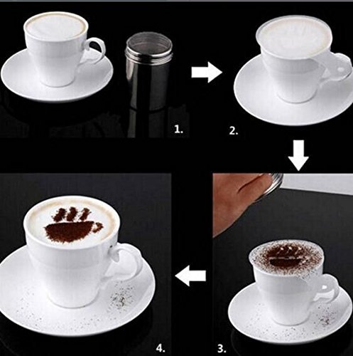Drhob Hot 16Pcs Coffee Latte Art Stencils DIY Decorating Cake Cappuccino FoamTool CN (Color: White) N4