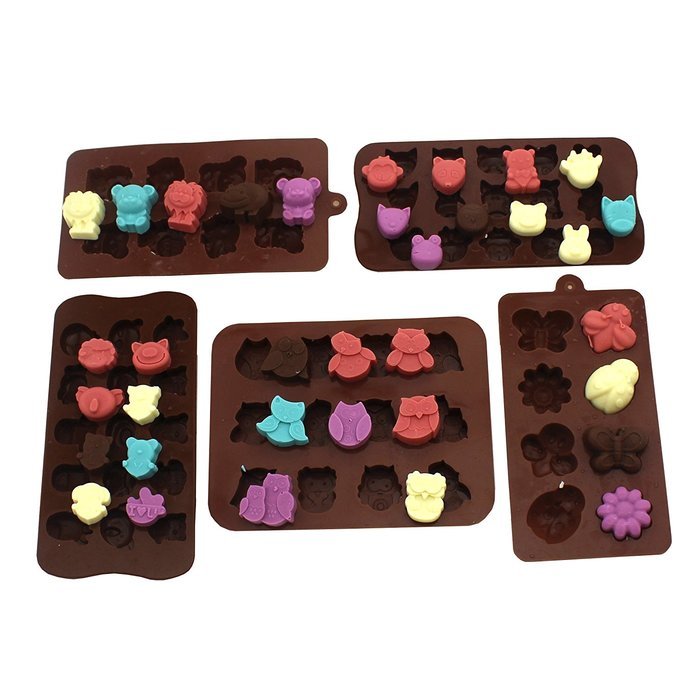 Zicome Silicone Animal Insect Chocolate Candy Making Mold Ice Cube Tray Set of 5 N2