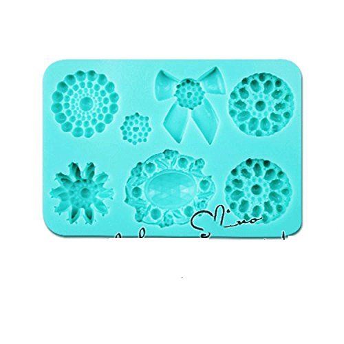 Anyana Gemstone & Bowknot Brooch Silicone Fondant Mold Cake Decorating Pastry Gum Pastry Tool Kitchen Tool Sugar... N4