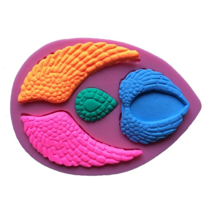 FLYMOR Cake Tools Angel Wings Shape Silicone 3D Fondant Mold,Pink N5