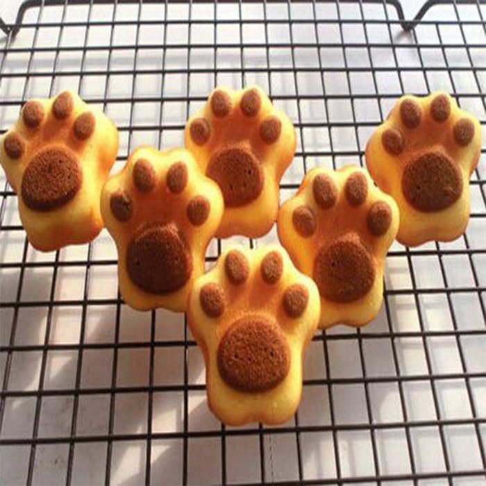 bouti1583 Silicone Cat Paw Charlotte Cake Baking Mold 1 Pcs with 6 Cavities N7