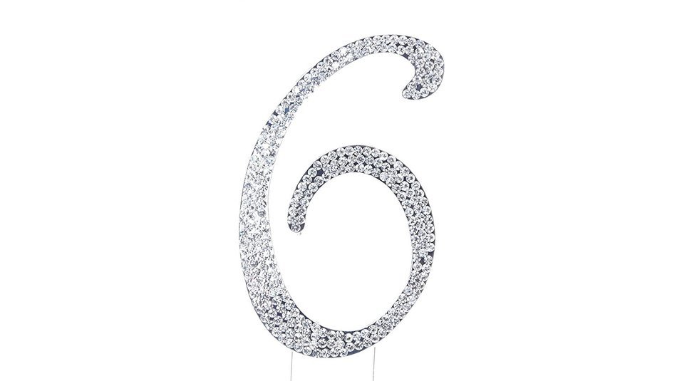 Number 2 Rhinestone Crystal Cake Topper Silver, Numbers, Letters for Wedding, Birthday, Anniversary, Party. Shine... N30
