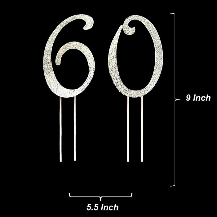 Number 2 Rhinestone Crystal Cake Topper Silver, Numbers, Letters for Wedding, Birthday, Anniversary, Party. Shine... N40