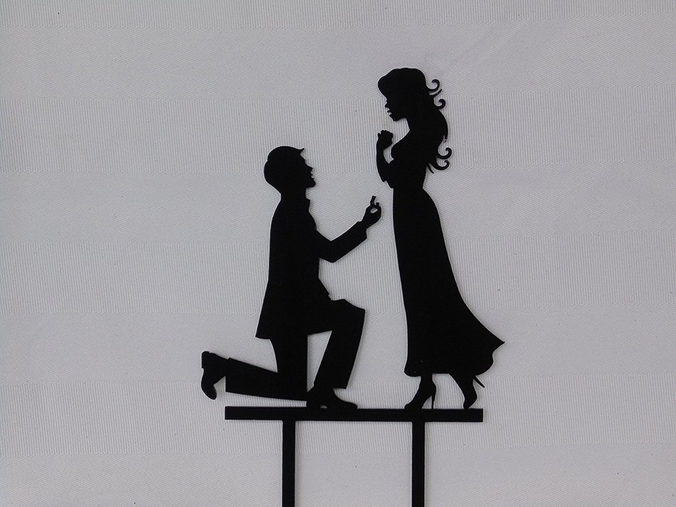 Groom Proposes to His Bride Cake Topper Wedding Engagement