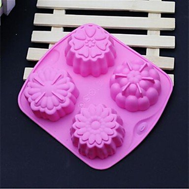 Y&XL&H 4 Hole Different Flowers Shape Cake Ice Jelly Chocolate Molds,Silicone 14&iexcl;&Aacute;15.5&iexcl;&Aacute;3 CM(5.5&iexcl;&Aacute;6.1&iexcl;&Aacute;1.2 INCH... N2