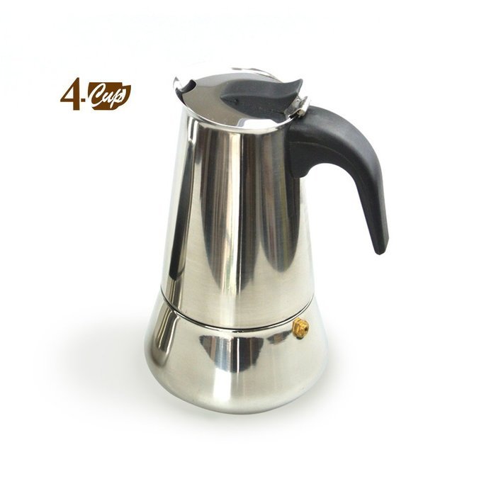 2-Cup Stove Top Espresso Pot Coffee Maker Percolator, Stainless Steel N11