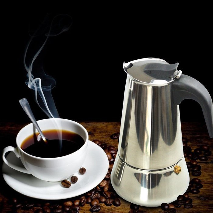 2-Cup Stove Top Espresso Pot Coffee Maker Percolator, Stainless Steel N12