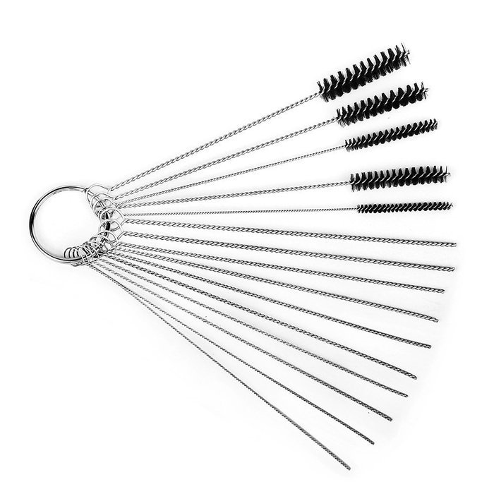 Anntlent 4 Inch Nylon Tube Brush Cleaning Set Carburetor Carbon Dirt Jet Remove 10 Cleaning Needles + 5 Brushes... N5