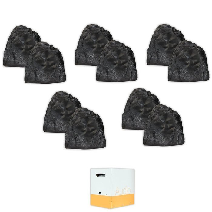 Acoustic Audio G8RS Grey 4000 Watts Outdoor Weatherproof 8" Rock Speakers 5 Pair Pack with Wire G8RS-5PRW