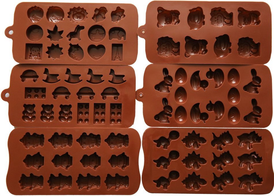 6pc Candy Molds, Chocolate Molds, Silicone Molds, Soap Molds, Silicone Baking Molds-6pc Value Set- Dinosaur,happy... N4