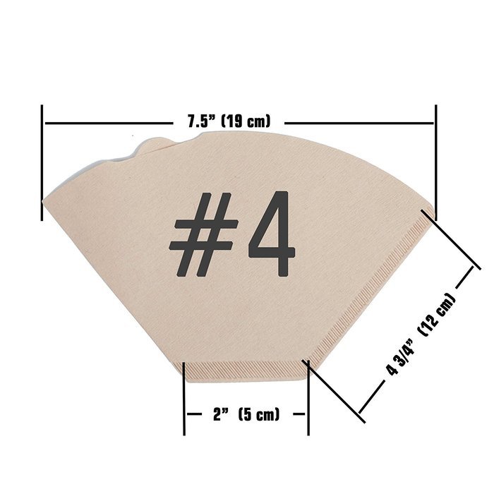 #4 Cone Paper Coffee Filters - Brown, Unbleached, Chlorine-free (#4, 100 Filters) N6