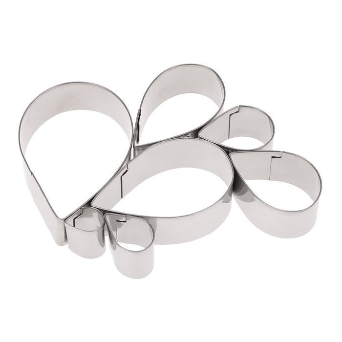 Anself 7pcs Stainless Steel Baking Fondant Tools 3D Teardrop Rose Shape Paste Mold for Cake Deco N7