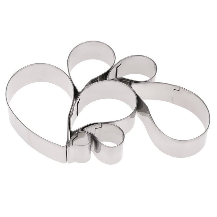 Anself 7pcs Stainless Steel Baking Fondant Tools 3D Teardrop Rose Shape Paste Mold for Cake Deco N8